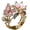 Gold A, variant on Butterfly Floral Rings for Women Enamel Open Adjustable Stainless Steel Cubic Zirconia Vintage Elegant Hollow Out Pink Flower Dainty Personalized Gift Jewelry Silver Plated C