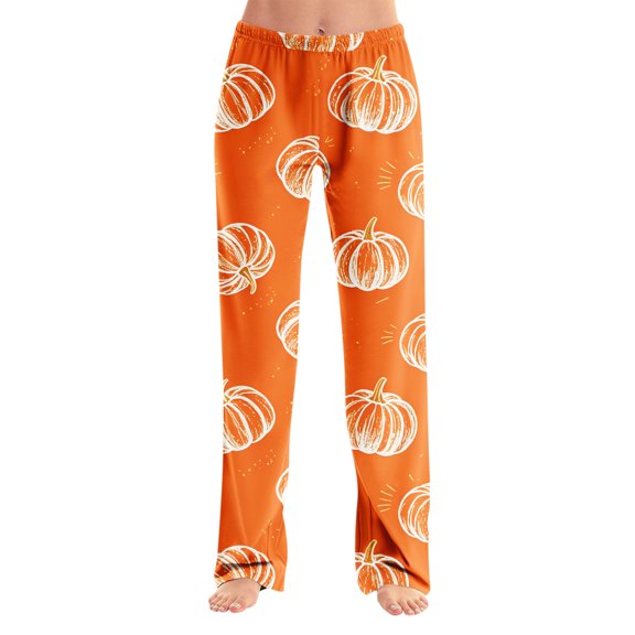 QWKLEAJ Halloween Pajama Pants Women Loose Fit Elastic Waist Lounge Pants Holiday Party Sleepwear Casual Home Trousers Novelty Print Long Bottoms Comfy Loungewear Festive Nightwear