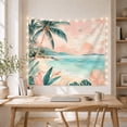 thumbnail image 4 of Palm Tree Beach with Turquoise Water and Mountains, Peaceful Coastal Style for Ocean Lovers, Tropical Wall Art, Housewarming Gift, Tapestry Wall Hanging for Bedroom and Dorm, 4 of 5