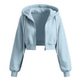 thumbnail image 4 of OGLCCG Girls Zip Up Hoodies Long Sleeve Cropped Sweatshirt Lightweight Hooded Fall Jacket Teen Girl Back to School Outfits 5-15 Years, 4 of 5