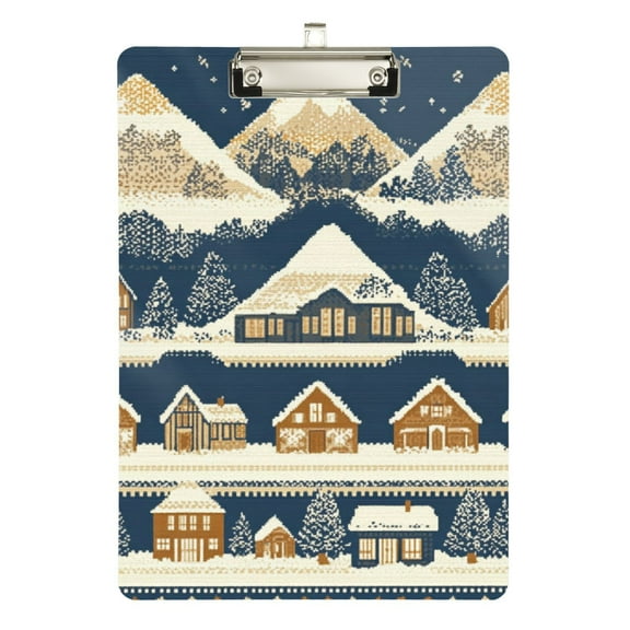 FORMRS Acrylic Clipboard with Low Profile Clip Standard A4 Letter Size, 12.5" x 9", Winter Village