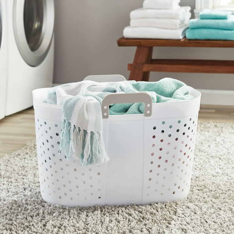 Mainstays White Oval Flex Decorative Plastic Basket Easy to Clean