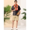 thumbnail image 3 of Lars Amadeus Men's Shirts Short Sleeve Summer Cotton Patchwork Button Down Shirts 2XL Black Beige, 3 of 6