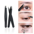 thumbnail image 3 of 3 Piece Stainless Steel Tweezer Set with Travel Case, Slant, Pointed and Flat Tweezers for Grooming, TIKA, 3 of 9