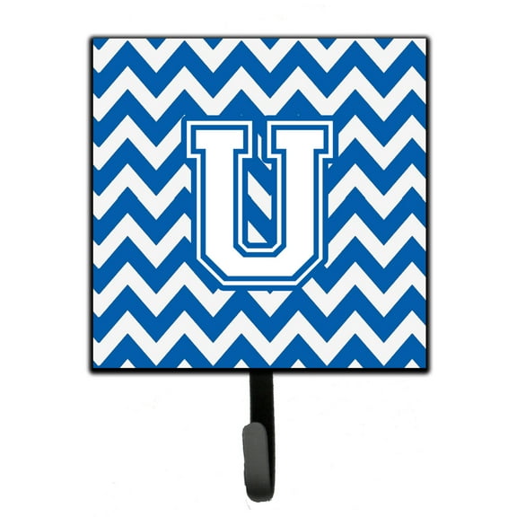 Carolines Treasures CJ1045-USH4 Letter U Chevron Blue and White Leash or Key Holder Single Hook multicolor