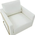 thumbnail image 4 of LeisureMod Lincoln Modern Mid-Century Upholstered Leather Accent Armchair with Gold Frame, White, 4 of 6