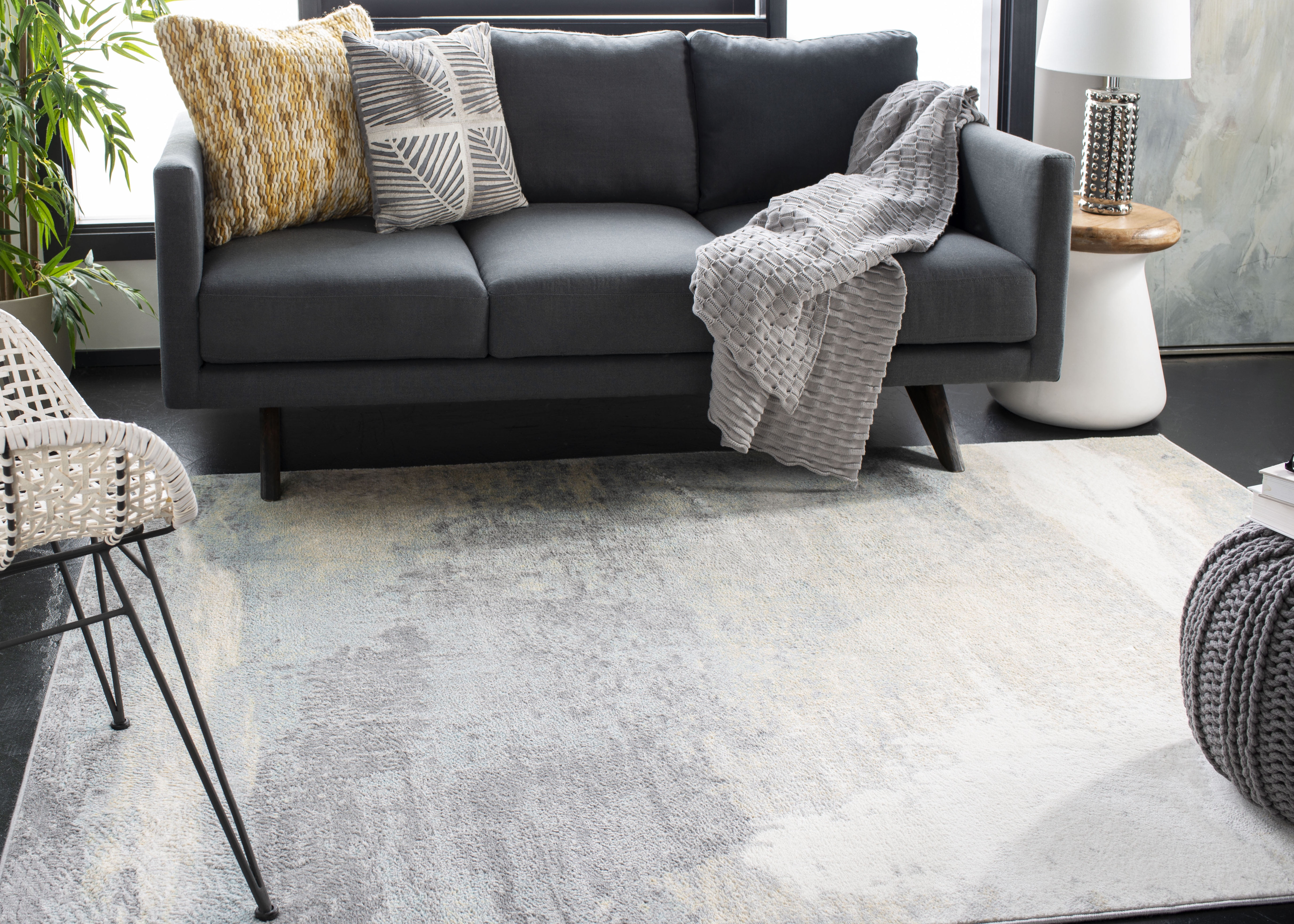 SAFAVIEH Jasper Tracery Abstract Overdyed Area Rug, Grey/Gold, 3' x 5'