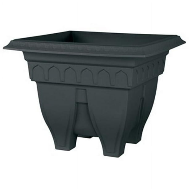 DCN Plastic DCN141536 15 in. Azura Jardinière Patio Carré - Noir