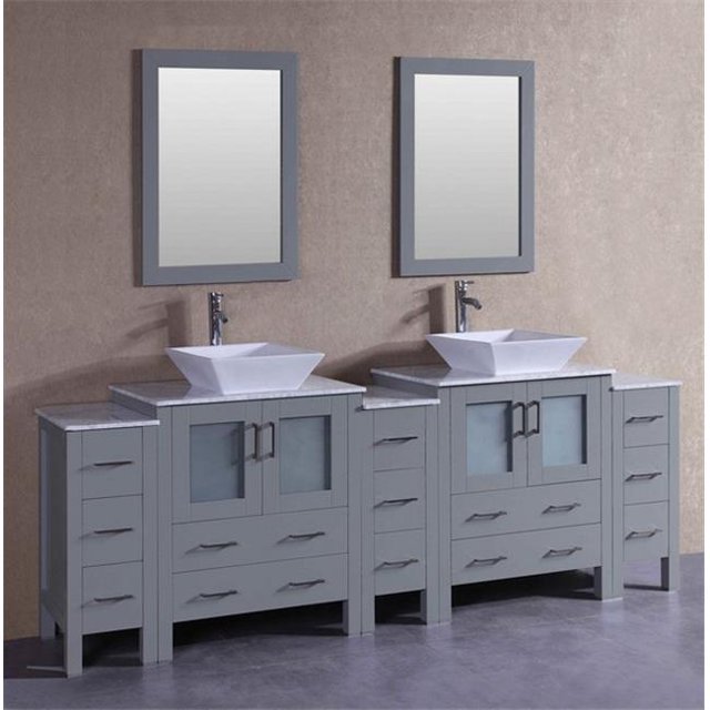 Mercury Import Group AGR230SQCM3S Ensemble de Coiffeuse Double Bosconi 96 Pouces - Gris