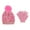 Pink, variant on CTM Girl's 7-14 Leopard Print Winter Pom Hat and Glove Set by Connex Gear