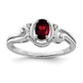 thumbnail image 1 of 925 Sterling Silver Rhodium Plated Diamond and Garnet Oval Ring, 1 of 2