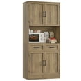 thumbnail image 2 of Homfa 71" Tall Modern Farmhouse Storage Cabinet, Kitchen Pantry with 2 Drawers and Adjustable Shelves, Brown, 2 of 7