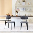 thumbnail image 4 of Set of 2 Upholstered Fabric Dining Chairs with Black Metal Legs - Modern Style, 4 of 10