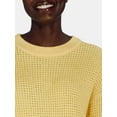 thumbnail image 3 of Time and Tru Woman's Waffle Stitch Sweater with Long Sleeves, Midweight, Sizes XS-XXXL, 3 of 5