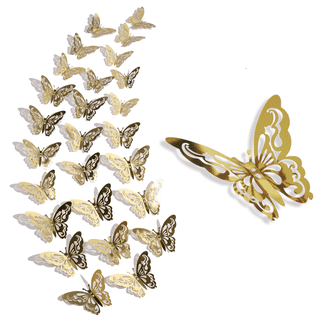 AIEX 24pcs 3D Butterfly Wall Stickers 3 Sizes Butterfly Wall Decals Room  Wall Decoration for Bedroom Party Wedding