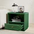 thumbnail image 3 of YOCWO Nightstand with Drawers and Charging Station, Mid Century Bedside Table with Open Shelf for Storage, Arched Drawer and Fluted Side, Green, 3 of 7