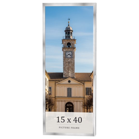 15x40 Frame Silver Real Wood Picture Frame Width 0.75 inches | Interior Frame Depth 0.5 inches |