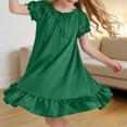 thumbnail image 4 of SGFCWSX Girls Casual Dress Short Sleeve Satin Bow Ruffle Hem Loose Fit Summer Dress Green Size 8-9 Years, 4 of 9