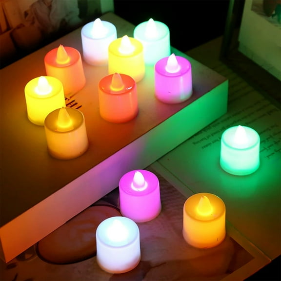 FastXmas 24 Pcs Flameless Candles,1.4 x 1.7 Inch Christmas Electronic Candle Lights Wedding Birthday,Different Colors Flameless Candle Lights Decoration Props For Christmas Parties Indoor Outdoor