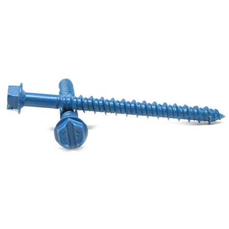 

3/16 x 2 3/4 Tapking Concrete Screw Hex Washer Head Low Carbon Steel Blue Polymer Pk 100