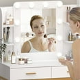 thumbnail image 3 of Vanity Set with Mirrors, Elegant Makeup Bedroom Vanity Table with Lights for Women Girls (White Vanity), 3 of 8
