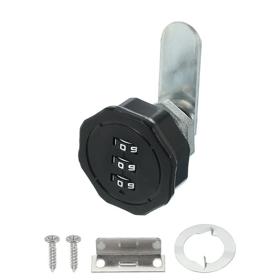 Uxcell 5/8" Combination Cabinet Cam Lock Zinc Alloy Keyless 3-Digit Password Coded Lock, Black