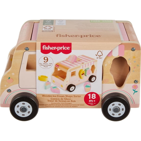 Fisher-Price Wooden Ice Cream Shape Sorter Set for Toddlers & Kids, 8 Wood Pieces - Walmart Exclusive
