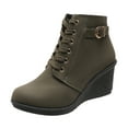 thumbnail image 1 of Bottines pour Femmes Mode Talon Bas Talon Compensé Plateforme Dentelle Haute pour Femmes Confortables Chaudes Élégantes Talon Bas Bottines & Bottines Talon Bas pour Automne, 1 of 7