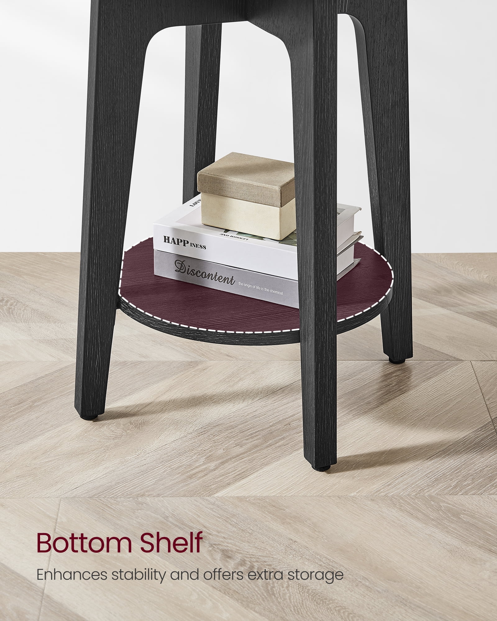 Round End Table Farmhouse Small Side Table Living Room Corner Table Drink Table Black