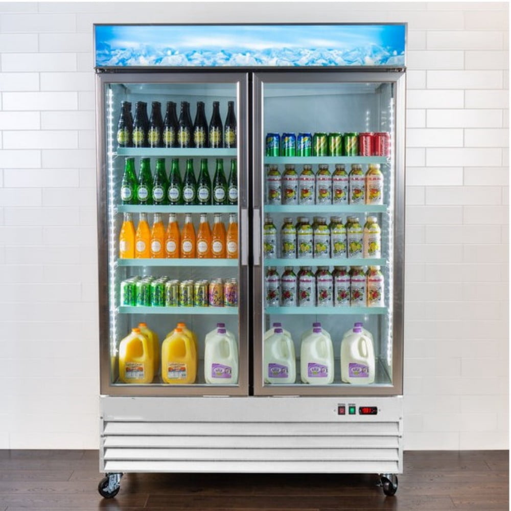 Cooler Depot 53 In. 45 Cu. ft. Stainless Steel Commercial Refrigerator Double Glass Door Model G1.2BM2F NSF ETL Certified