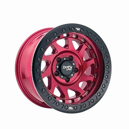 17x9 Dirty Life 9313 Enigma Race Crimson Candy Red BEADLOCK Wheel 6x135 (-38mm)