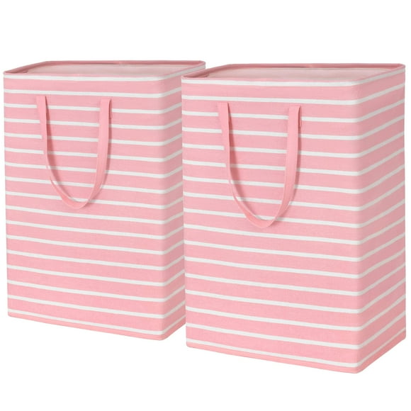Goodpick Pink Laundry Basket Kids Baby Laundry Hamper Towels Dirty Clothes Baskets For Organizing Large Collapsible Laundry Baskets Baby Girls Toy Storage Bathroom Dorm 75L Set Of 2 Pink