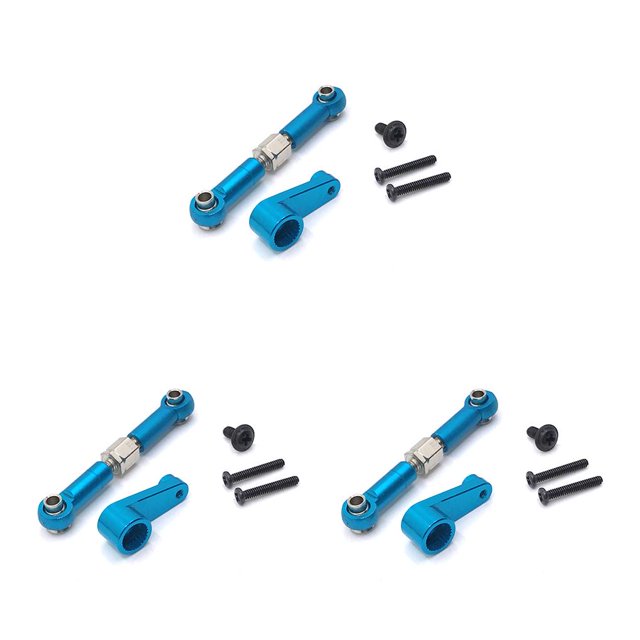 Vogacara Metal Servo Arm RC Car Link Rod Crawler Vehículo Actualización Parte Kit de modificación Reemplazo para Wltoys 144010 144001 Azul Type1 NO1