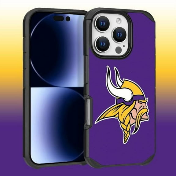Apple iPhone 16 Pro (6.3) - NFL Licensed Minnesota Vikings Team Logo on Purple Textured Dual Layer Case