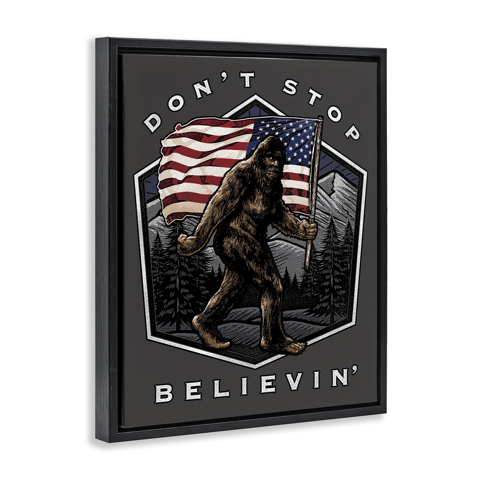 Stupell Industries Don't Stop Believing Novelty Painting Black Floater Framed Art Print Wall Art, 17 x 21