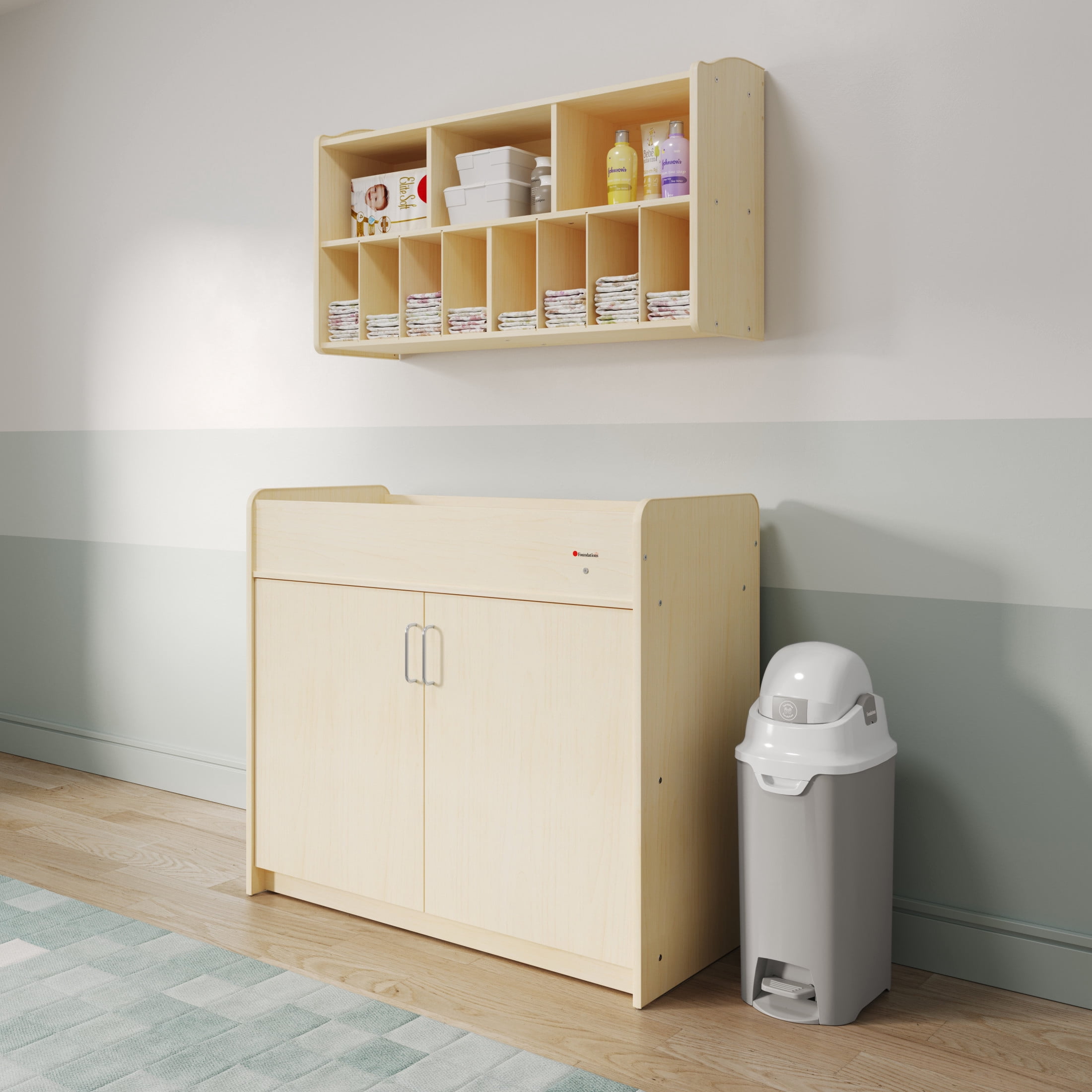 Foundations Hands Free Medium Diaper Pail with Airtight Lid - Durable & Odorless Diaper Disposal, Holds up to 45 Newborn Diapers, Refill With Any Bags - Gray