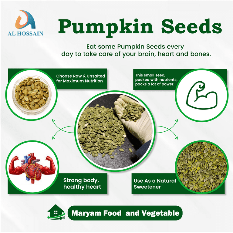 Al Hossain Indian Natural Whole Pumpkin Seeds – Bulk 11 LB/ 5kg (176 oz) Allergy-Free. Healthy, Protein-Packed Superfood Snack.