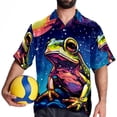 thumbnail image 4 of Starry Sky Frog Men's Hawaiian Shirt, Short Sleeve Printed Button Down Beach Casual Tops, Summer Spread Collar Men's Shirts, 4 of 6
