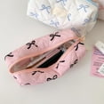 thumbnail image 7 of Multifunctional Coquette Bow Pencil Case - Cute Quilted Pen & Cosmetic Bag for Women, 7 of 7