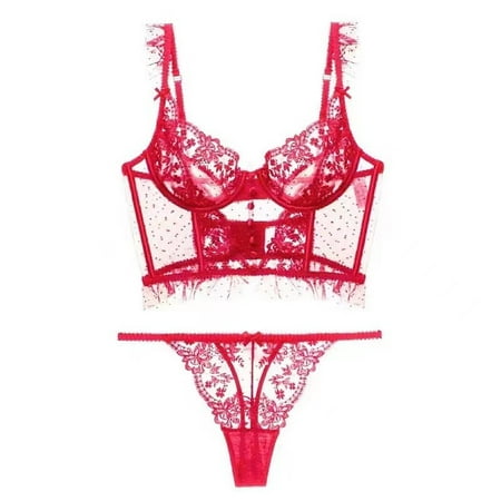 HHH New Women s French Thin Underwear Big Chest Show Small Embroidery Lace Sexy Lingerie Push-up Beauty Back Bra Set