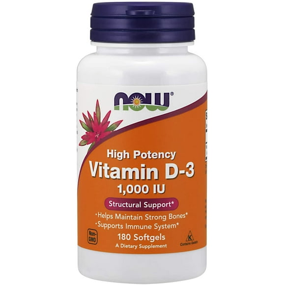 Now Foods, Vitamina D3, 1000 IU, 180 cápsulas Now Foods 1000IU