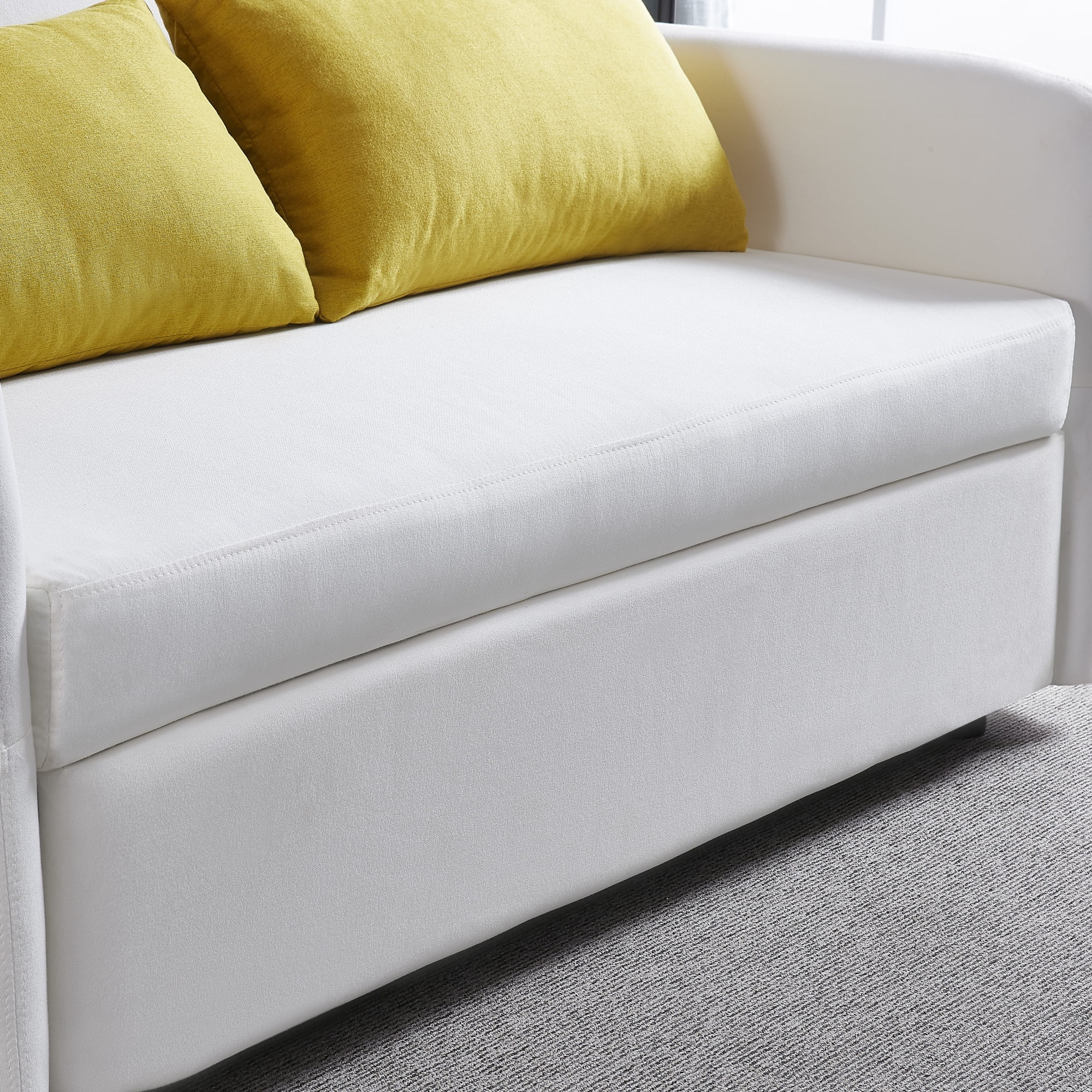 3 in 1 Convertible Sleeper Sofa Bed with Pull Out Bed ,Modern Linen Fabric Upholstered Loveseat Sofa Couch with 2 Pillows and Adjsutable Backrest,Cream White