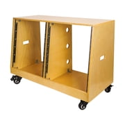 Sound Town DIY 2 x 12U Slanted Studio Rack with Baltic Birch Plywood, Casters, Golden Oak for Recording Room, Home Studio (SDRK-D12T)