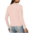 thumbnail image 4 of Otntypg Women's Knitted Cardigans Long Sleeve Button Down Outwear Shirts Lightweight Cardigan Sweaters Scalloped Edged V Neck Bolero Shrugs Pink L, 4 of 7