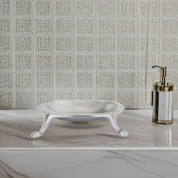 Renovators Supply Vintage Brass Soap Dish Case Clawfoot Satin Nickel 4 5/8" x 3 1/4" Metal Soap Bar Holders