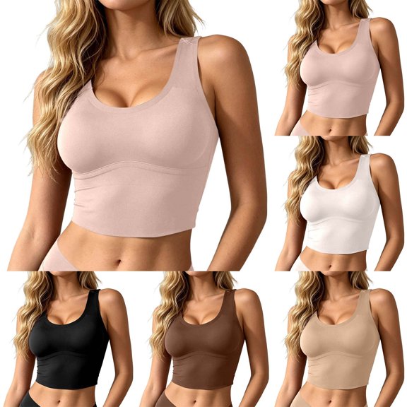 TGPMGRZ Built in Bra Camisole Tank Tops for Women Workout Athletic Racer Back Tanks Top White Size XL