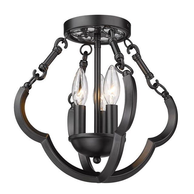 Golden Lighting 5926-SF12 BLK 12 Po. Saxon Semi-Renversé, Noir Mat