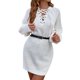 thumbnail image 1 of Gibobby Suéter de Mujer Mujeres Otoño Manga larga Cuello Rojoondo Color sólido Cable Knit Chunky Casual Oversized Pullover Sweater Tops (Blanco, M), 1 of 4