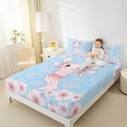 thumbnail image 4 of Manfei Kawaii Axolotl Bed Sheets Queen,Pink Cherry Blossom Bedding Queen Size,Pink Blue Sheet Set Queen For Girl,Microfiber Bedroom Decoration,4 Pieces, 4 of 7