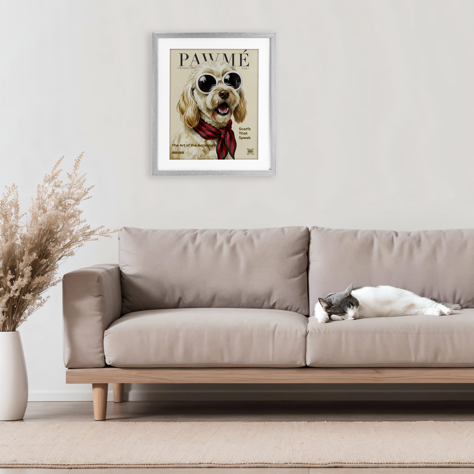 Stupell Industries Pawme Dog Fashion Magazine Gray Framed Print Under Glass, design by A Barefoot Stylist